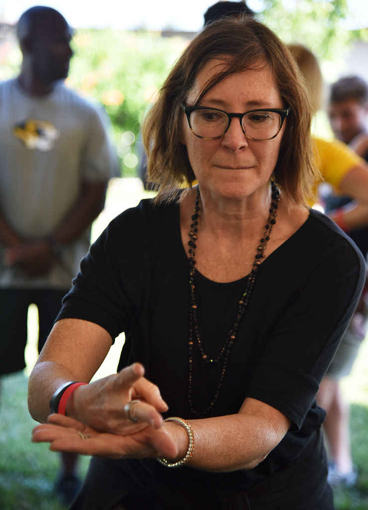 Sandy Gummersheimer anxiously waits to see her opponents sign